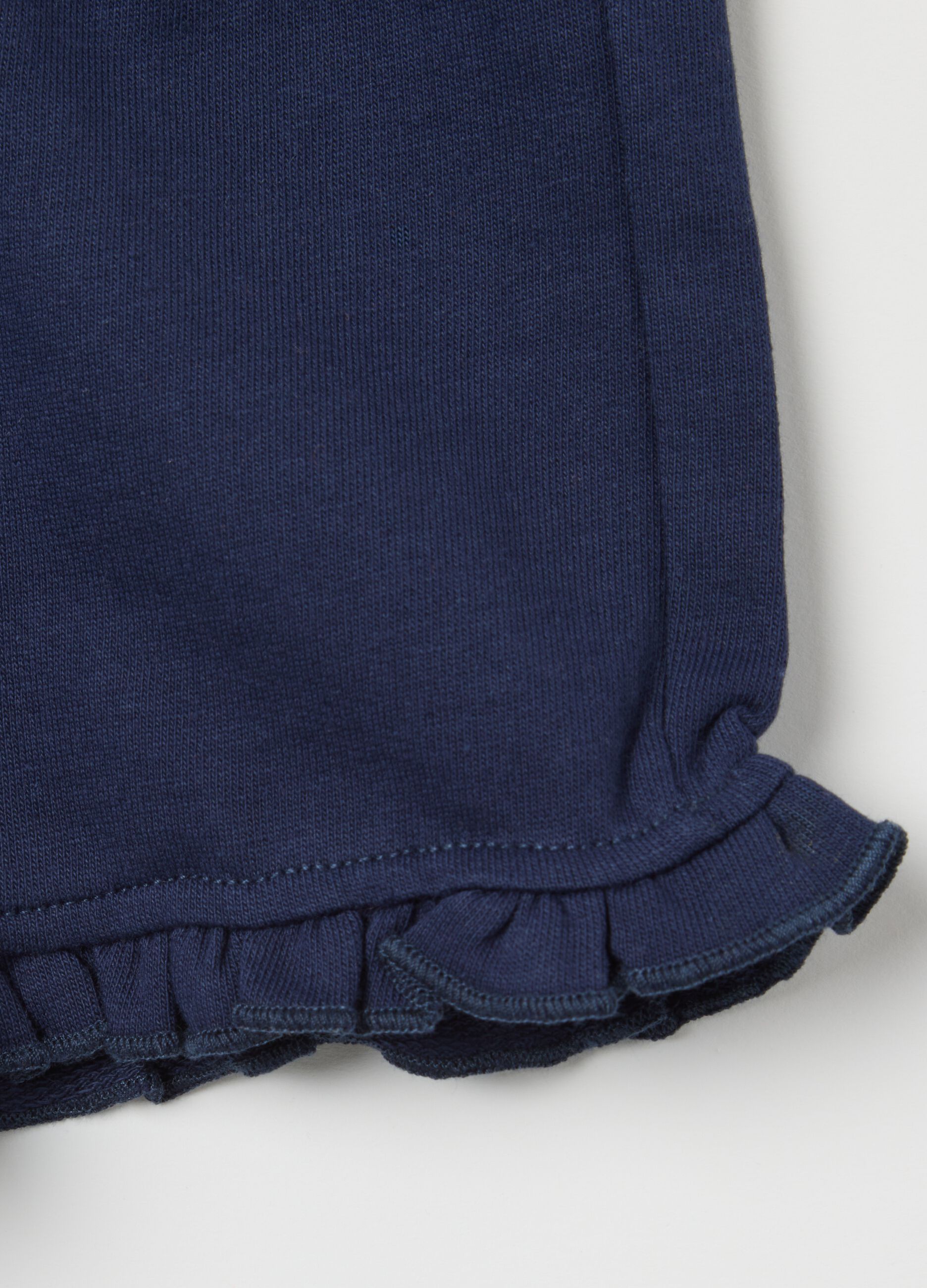 Blue Cotton Shorts with Fagottino Ruffles