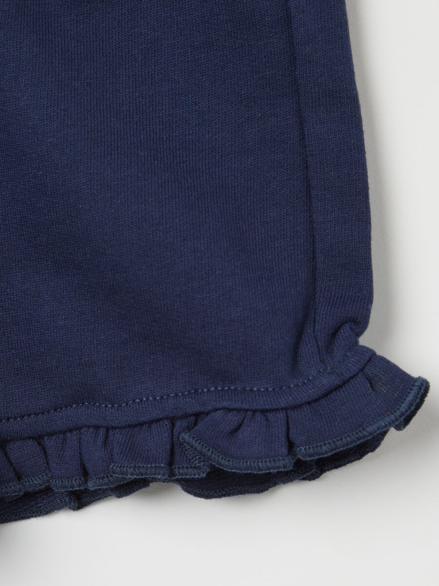 Blue Cotton Shorts with Fagottino Ruffles_3