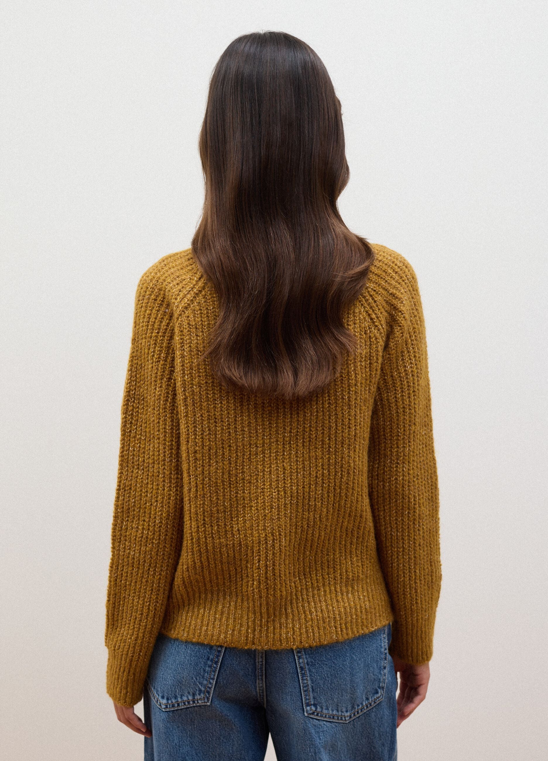 Yellow ribbed stretch wool jumper, regular fit