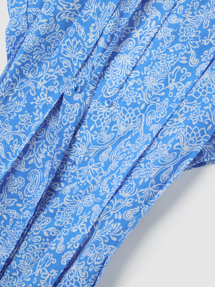 Long cotton dress with blue floral pattern_5