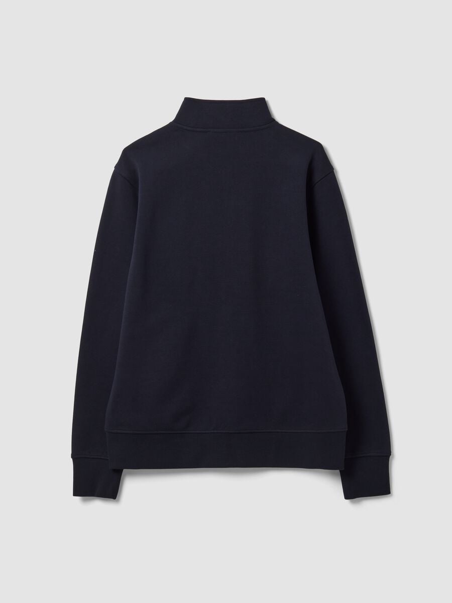 Felpa blu in misto cotone con girocollo e zip regular fit_2
