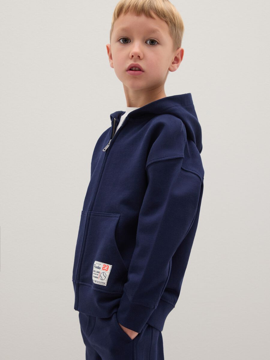 Felpa da bambino in puro cotone blu regular fit_0