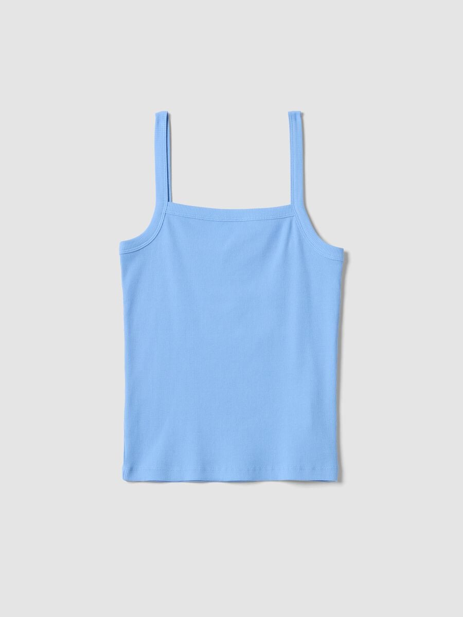 Light blue pure cotton ribbed vest top_4