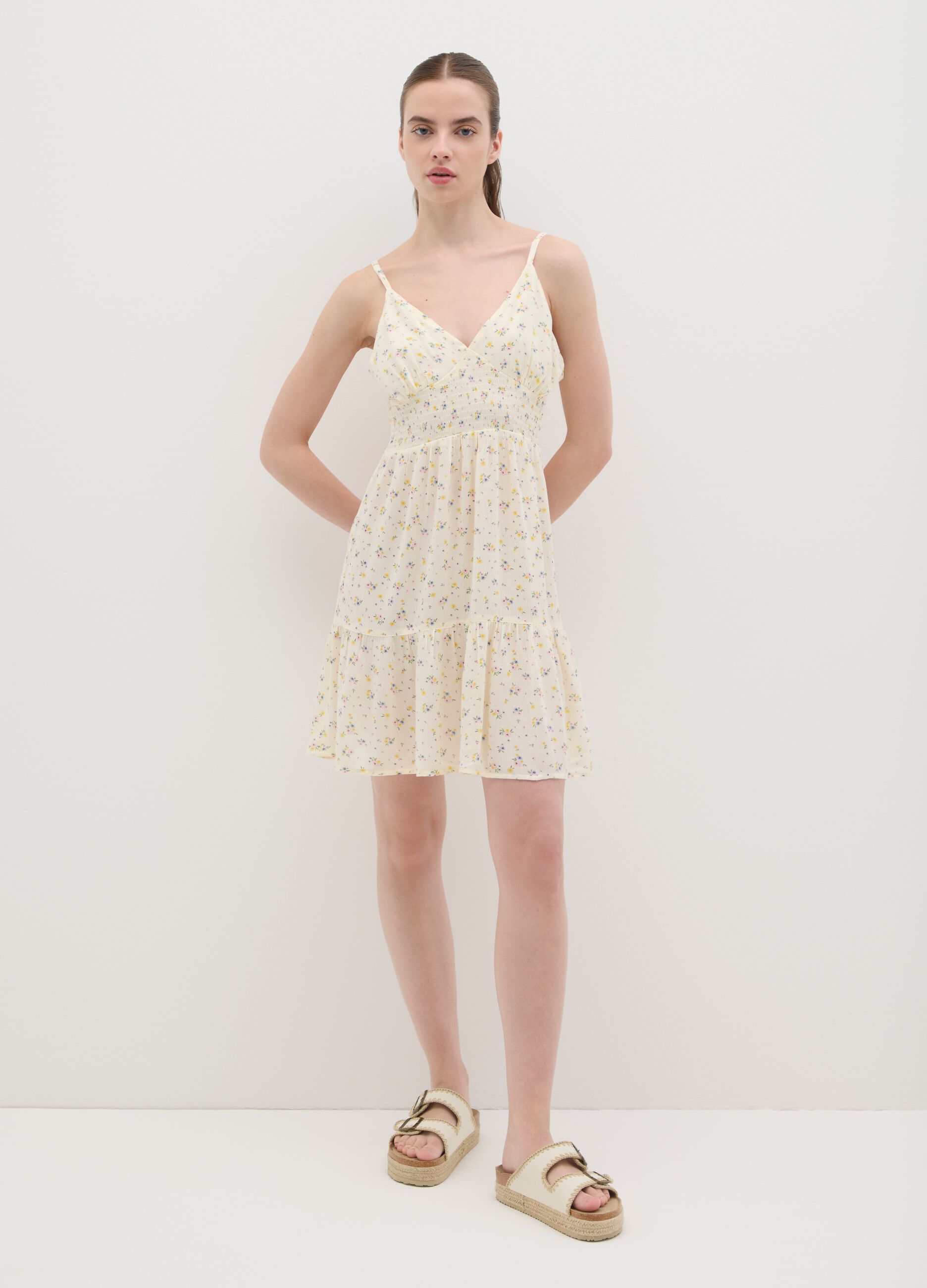 Women's Dress in Pure Multicolour Viscose, Regular Fit