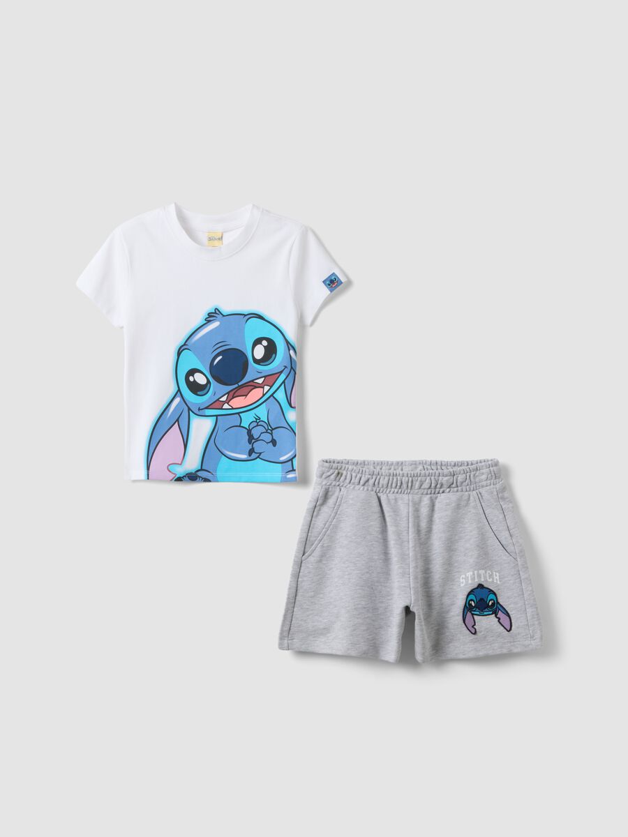 Multicoloured stretch cotton fitted set for girls with Stitch_0