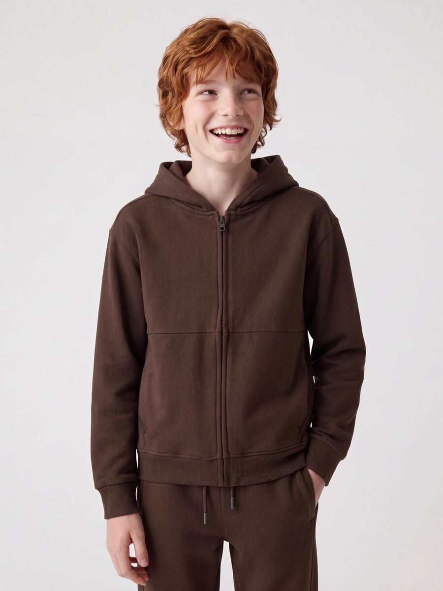 Brown organic cotton hoodie in relaxed fit_0