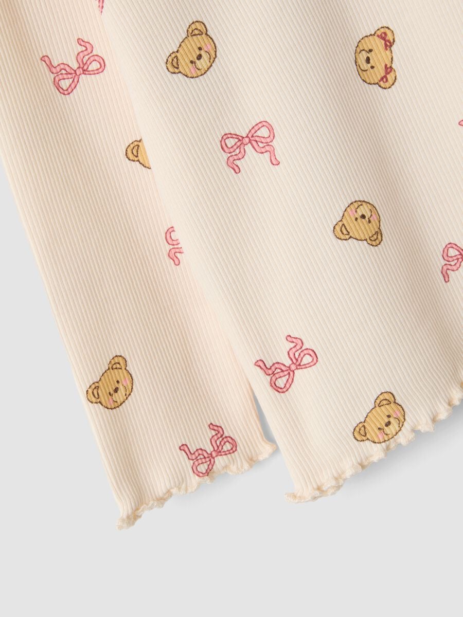 Maglietta beige in cotone organico elasticizzato con fantasia orsetti per bimba_3