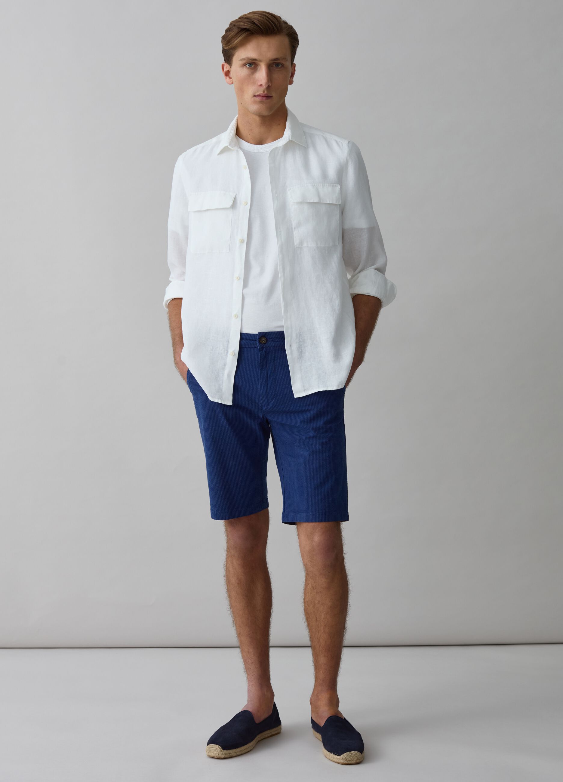 Ovs Bermuda chino in seersucker a righe