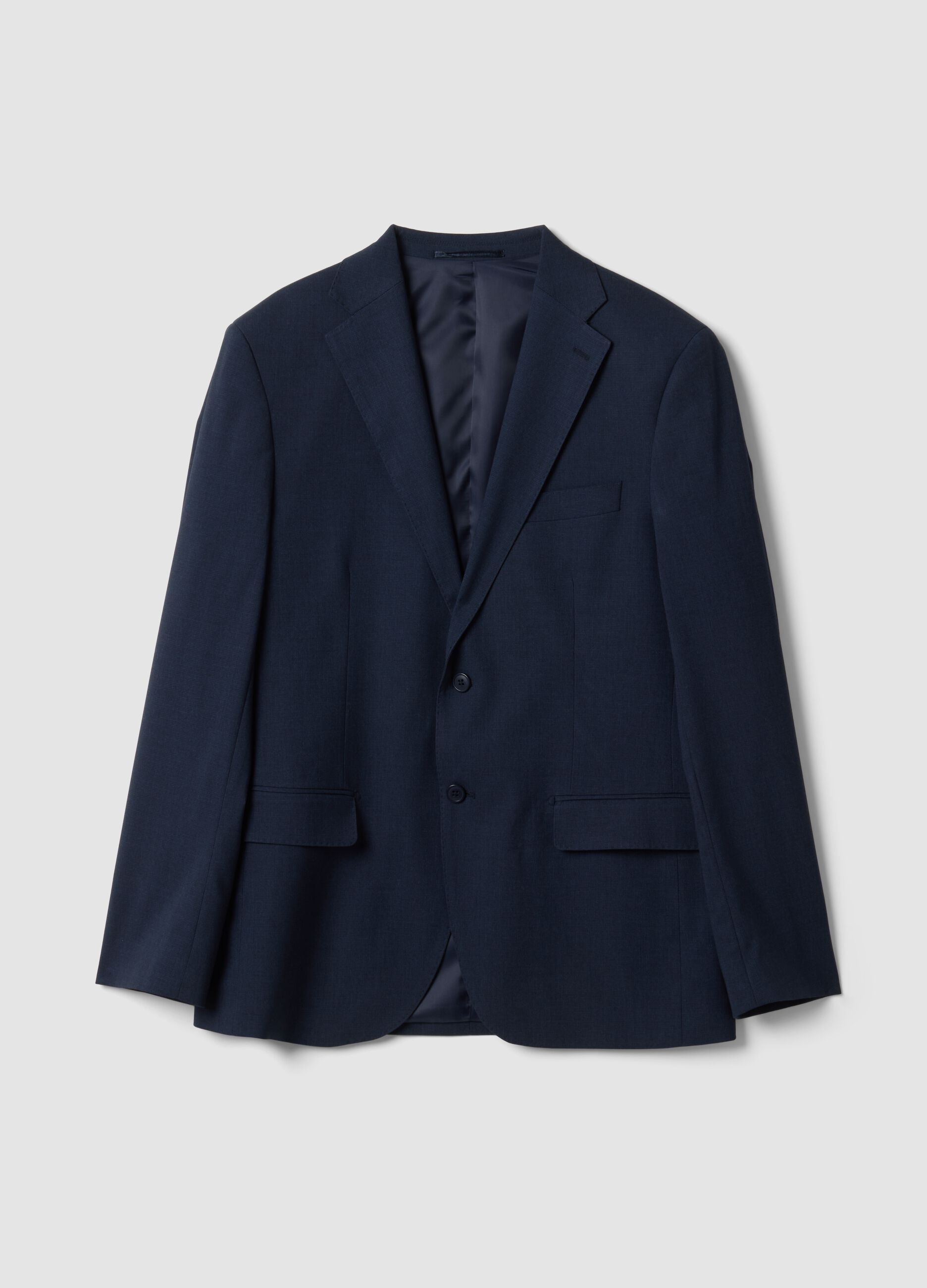 Blue lined stretch-viscose blazer