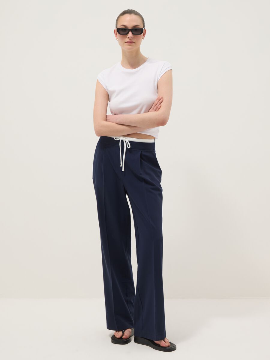Blue regular fit jogger trousers with elasticated waist_0