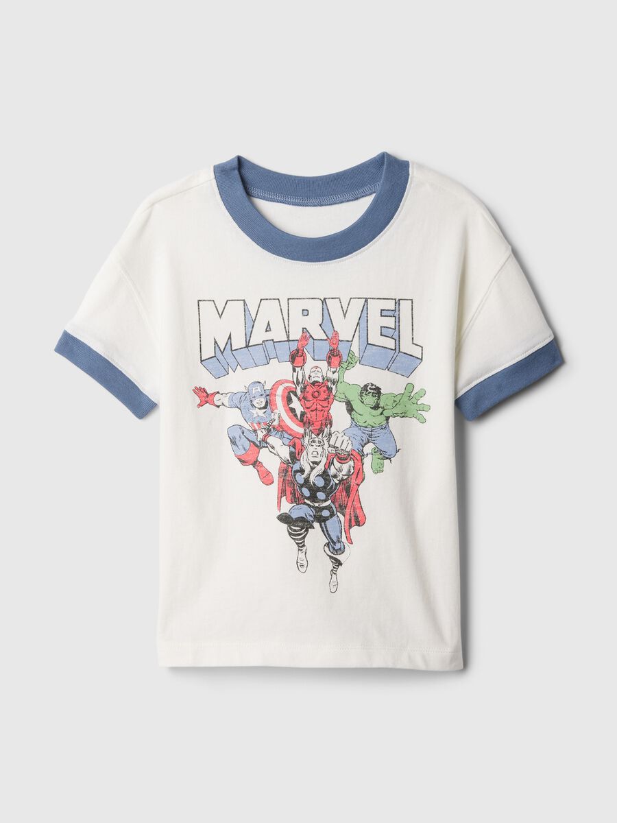 T-shirt with contrasting edging and Marvel print_0