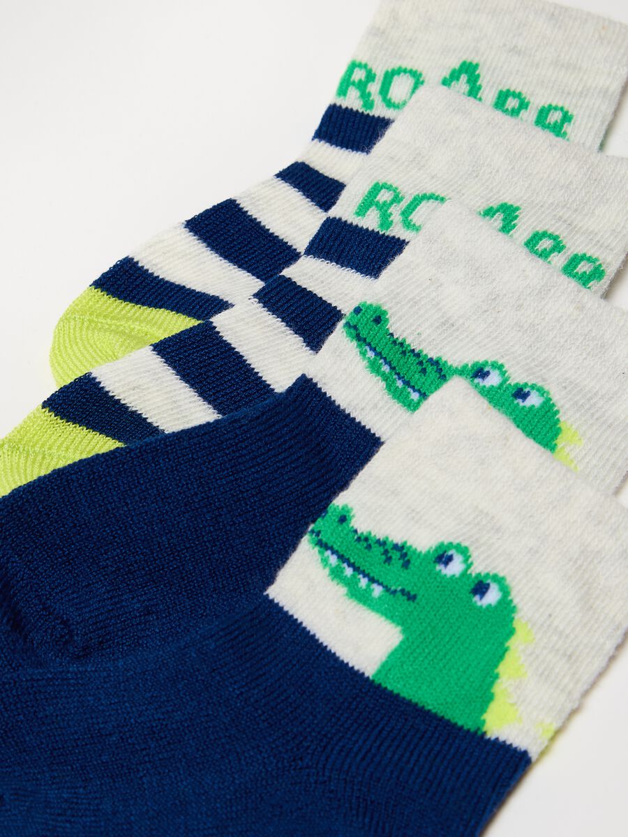 Three-pair pack short socks with crocodile designs_1