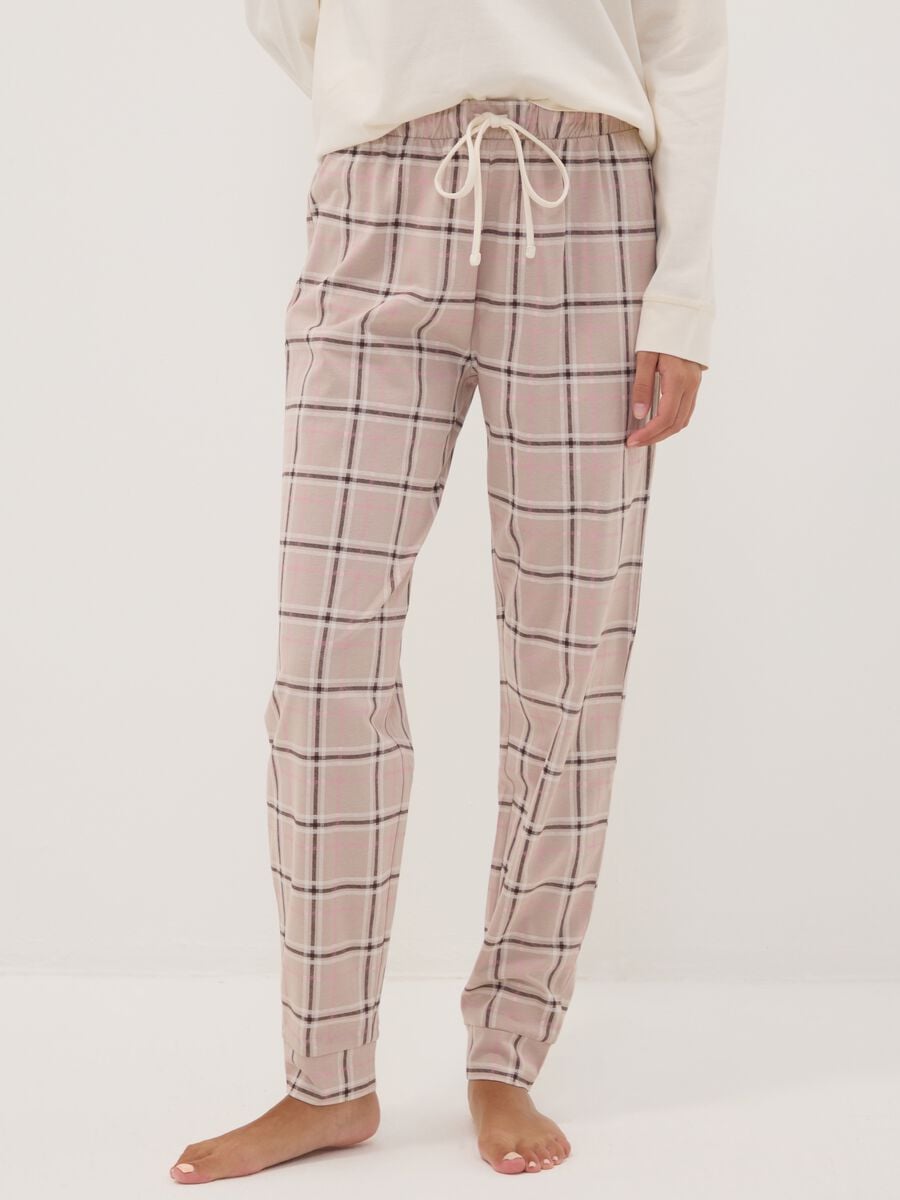Beige pure organic cotton crew-neck pyjamas_2