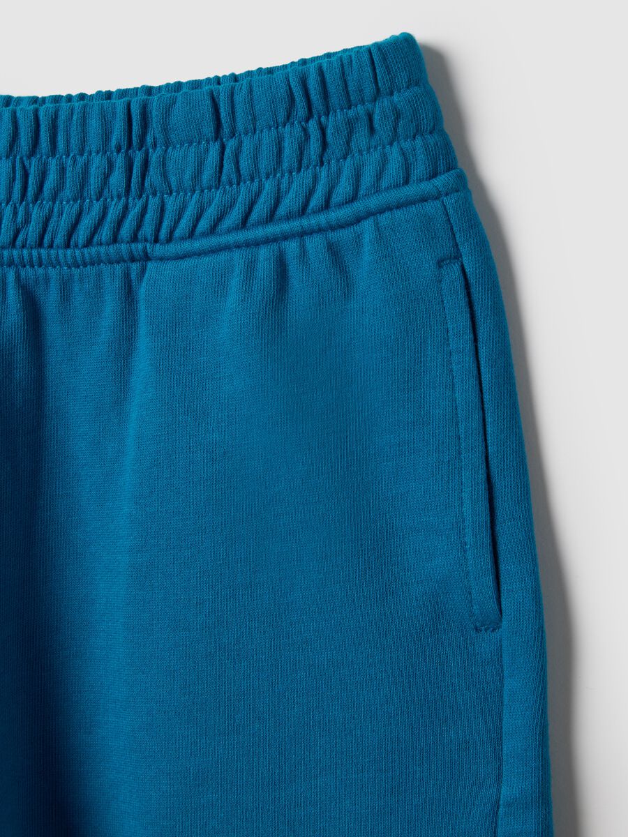 Children's regular fit blue short joggers in pure cotton_2