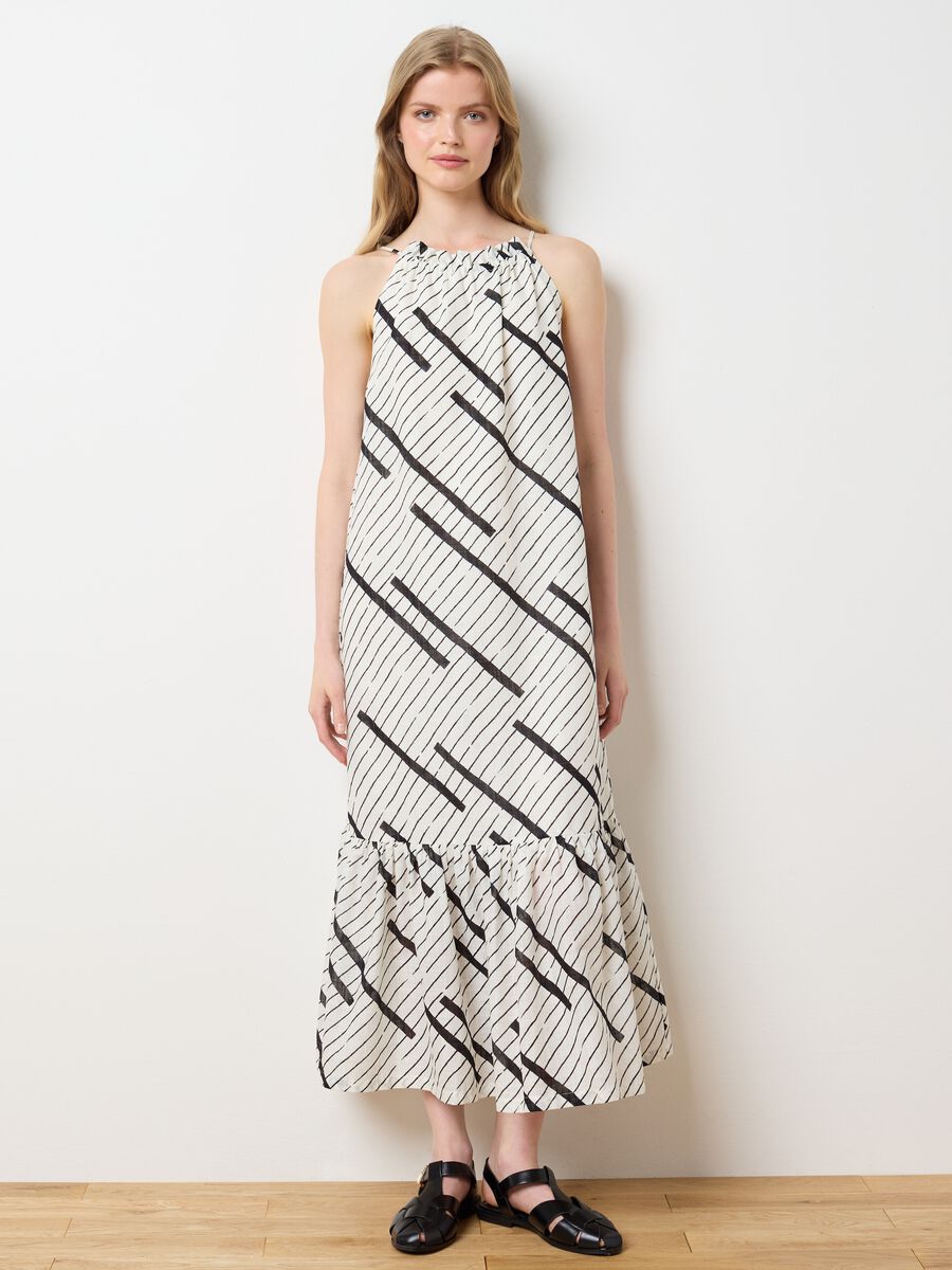 Women's long dress in pure multicolour cotton, oversized_1