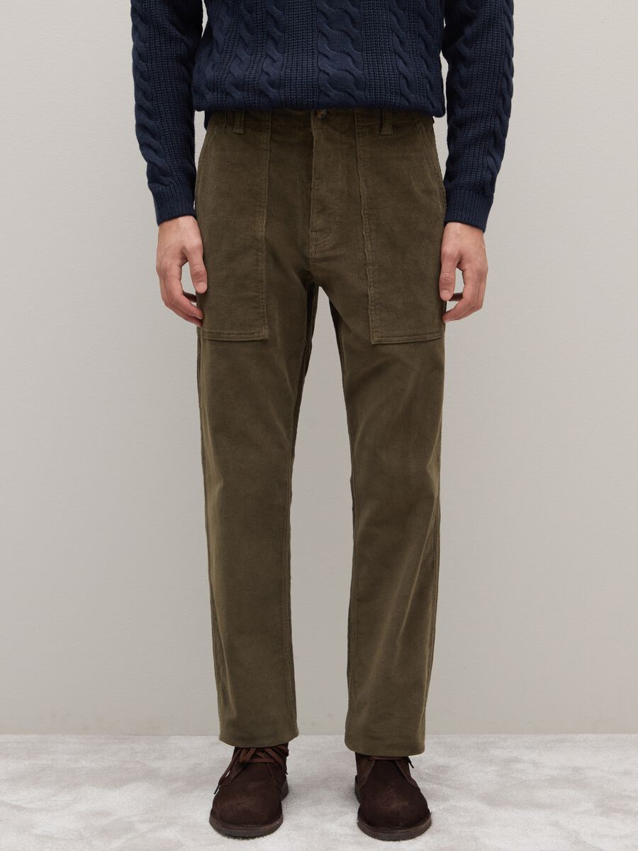 Green Stretch Velvet Trousers_1