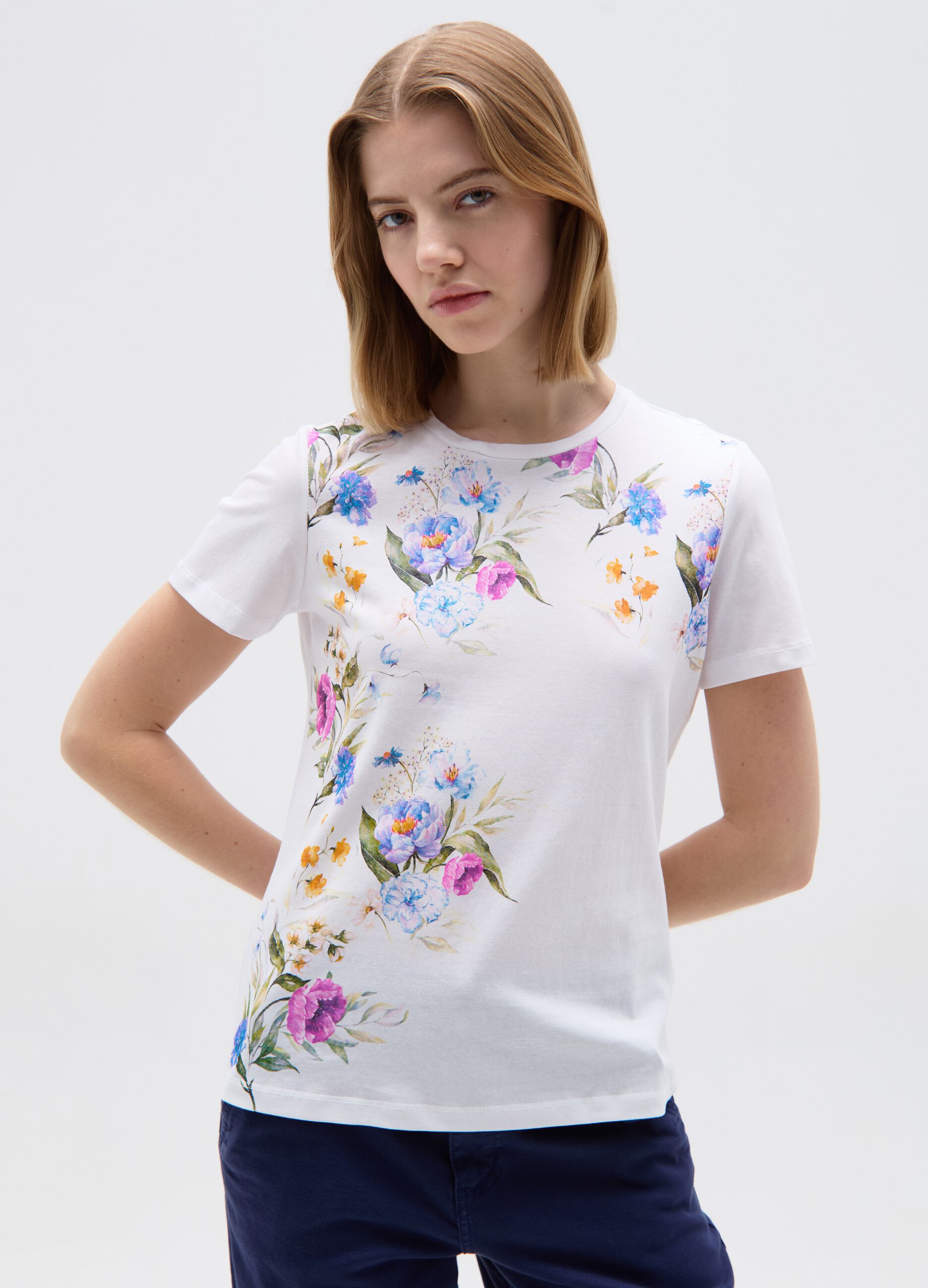 Ovs T-shirt in cotone con stampa fiori