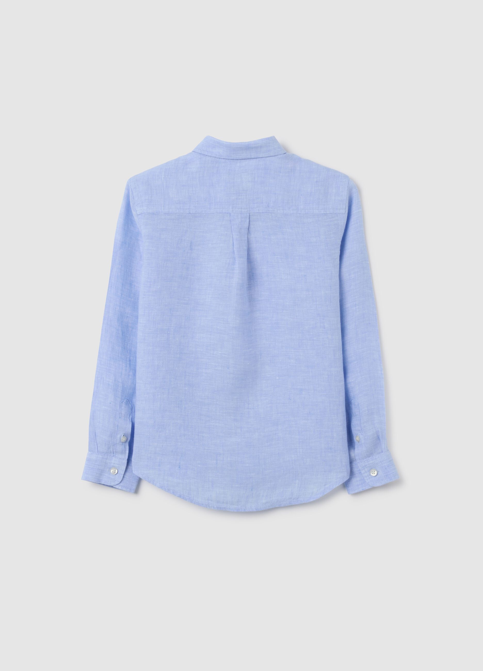 Camicia da bambino in puro lino azzurra regular fit
