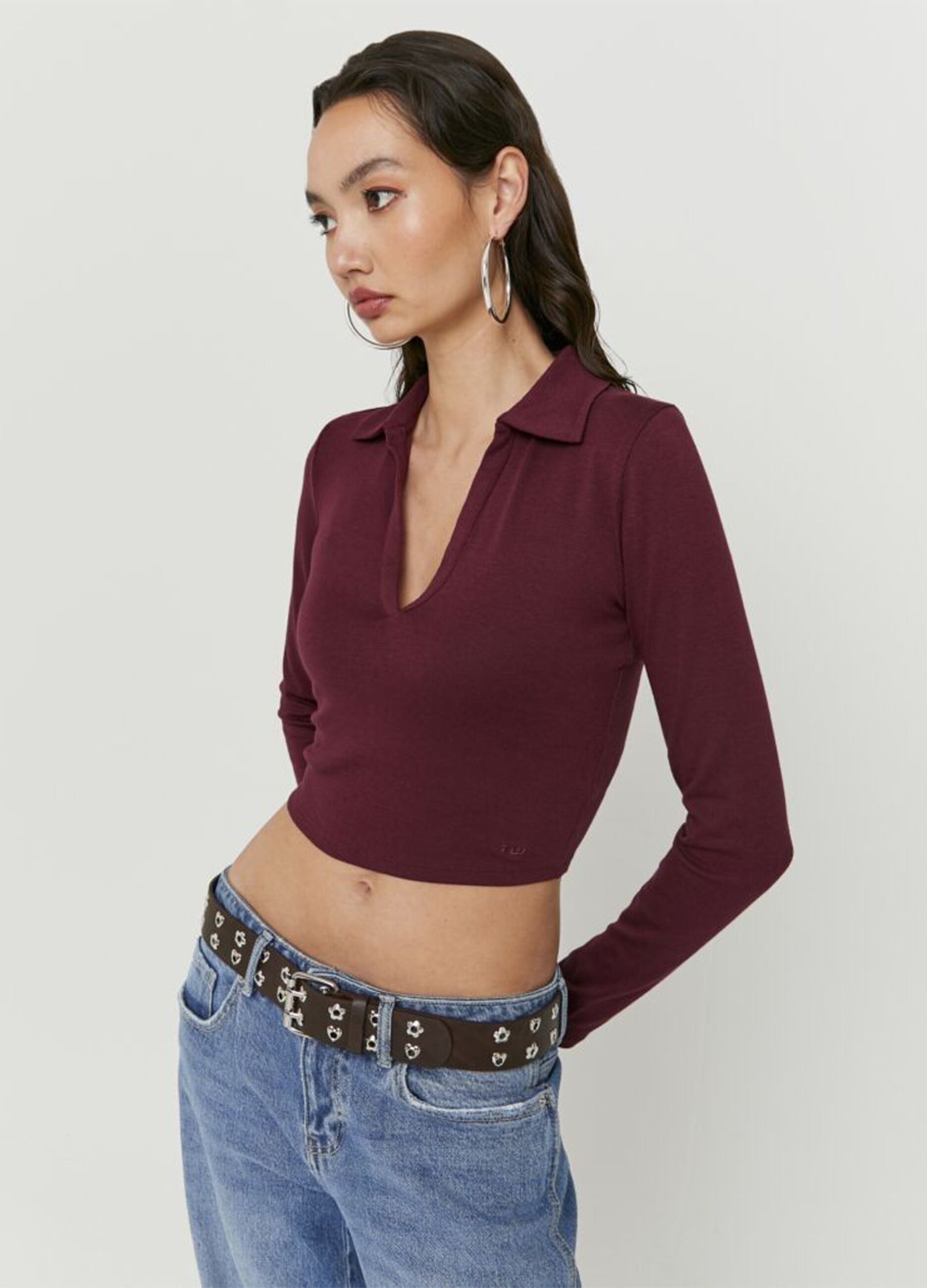 Red regular fit cotton blend sweater