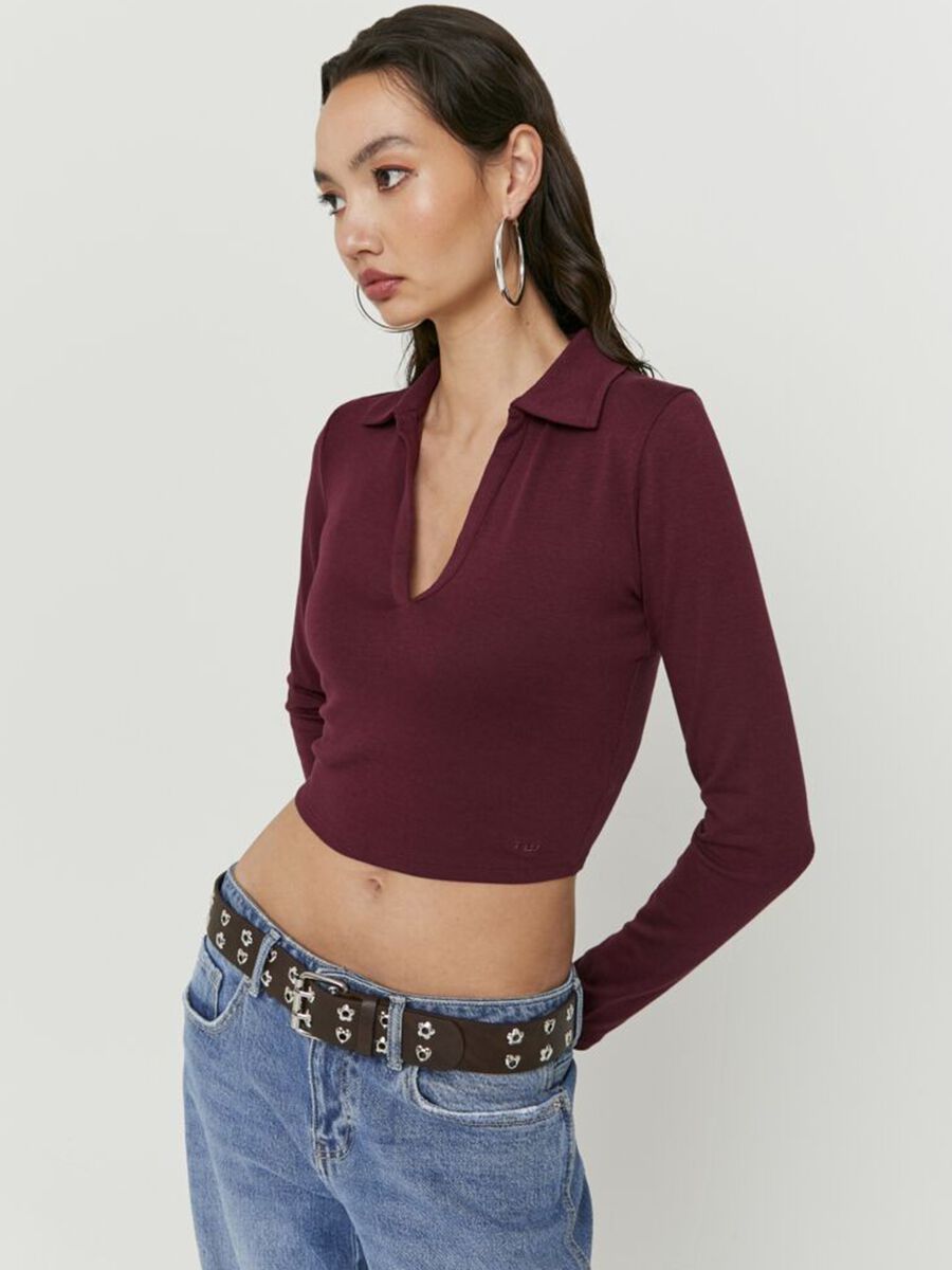 Maglia in misto cotone rosso regular fit_0