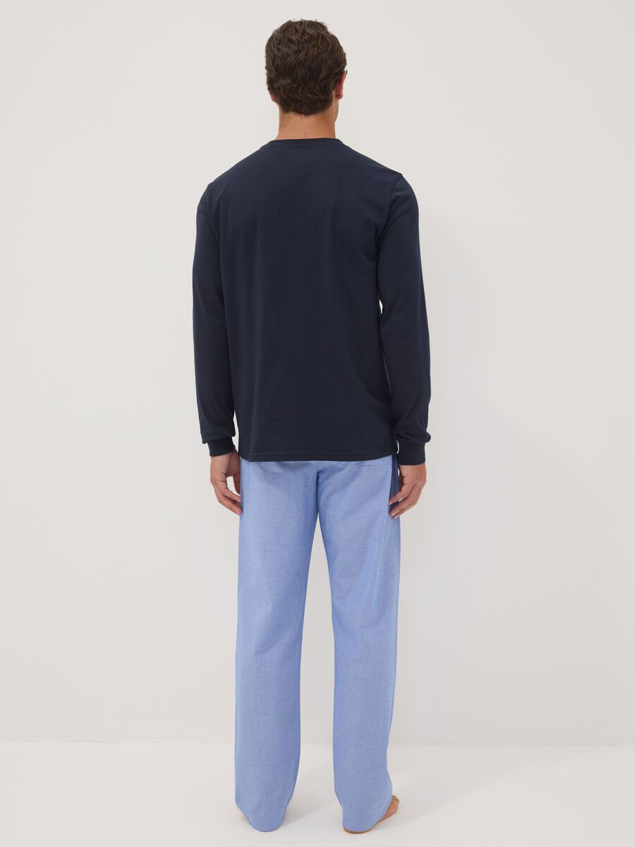 Pigiama marrone in puro cotone organico a righe regular fit_2