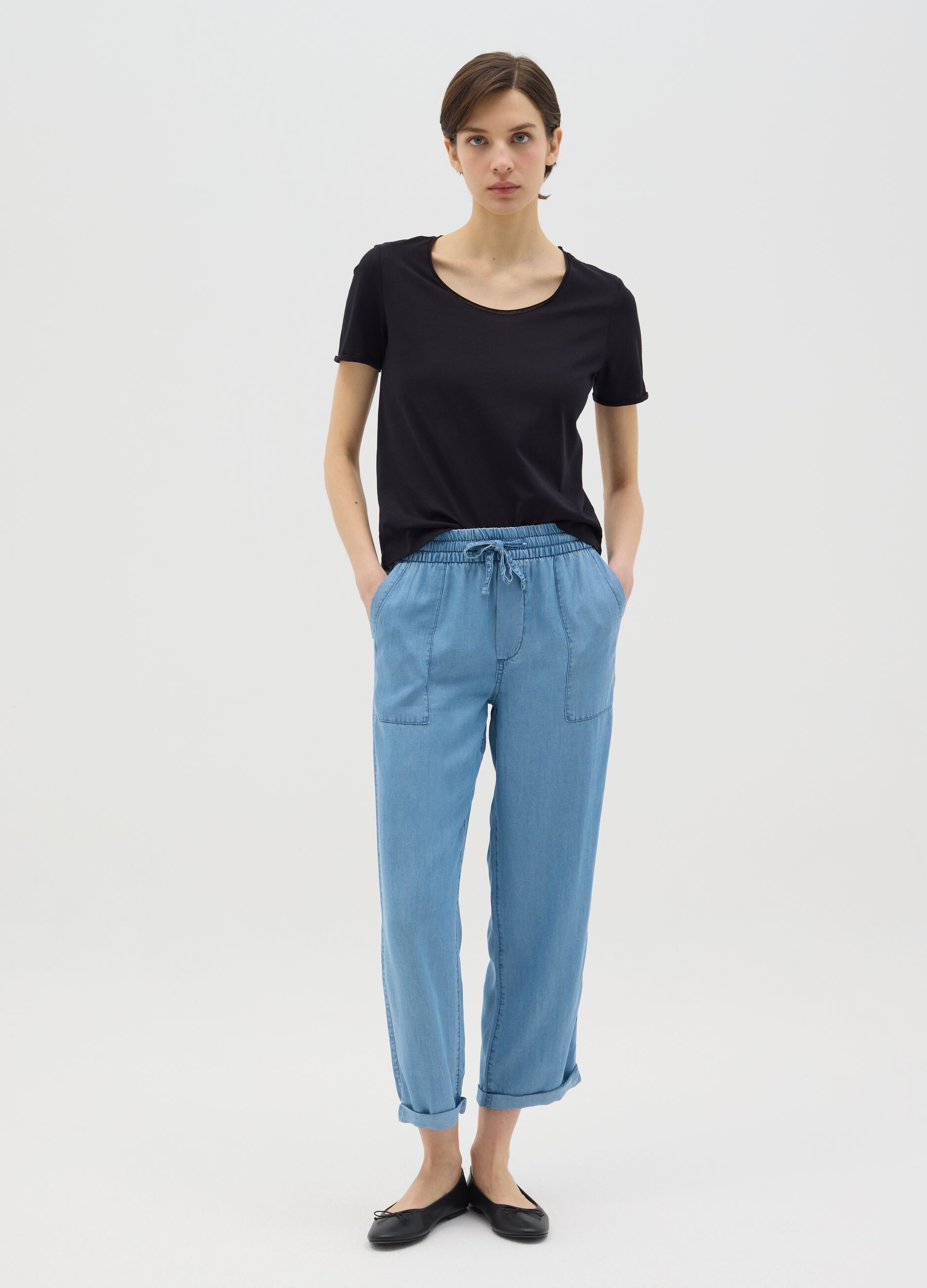 Black relaxed-fit T-shirt in cotton