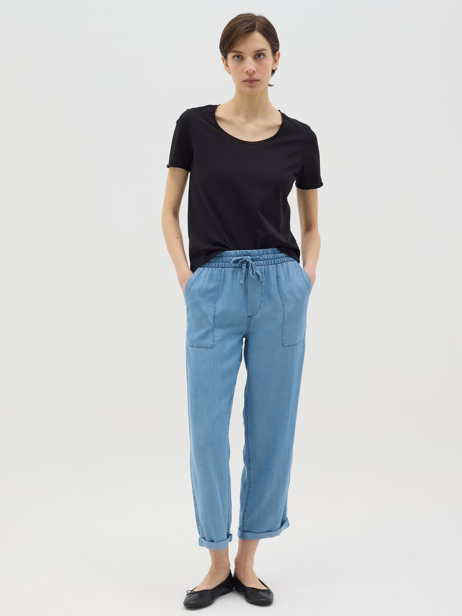 Black relaxed-fit T-shirt in cotton_1
