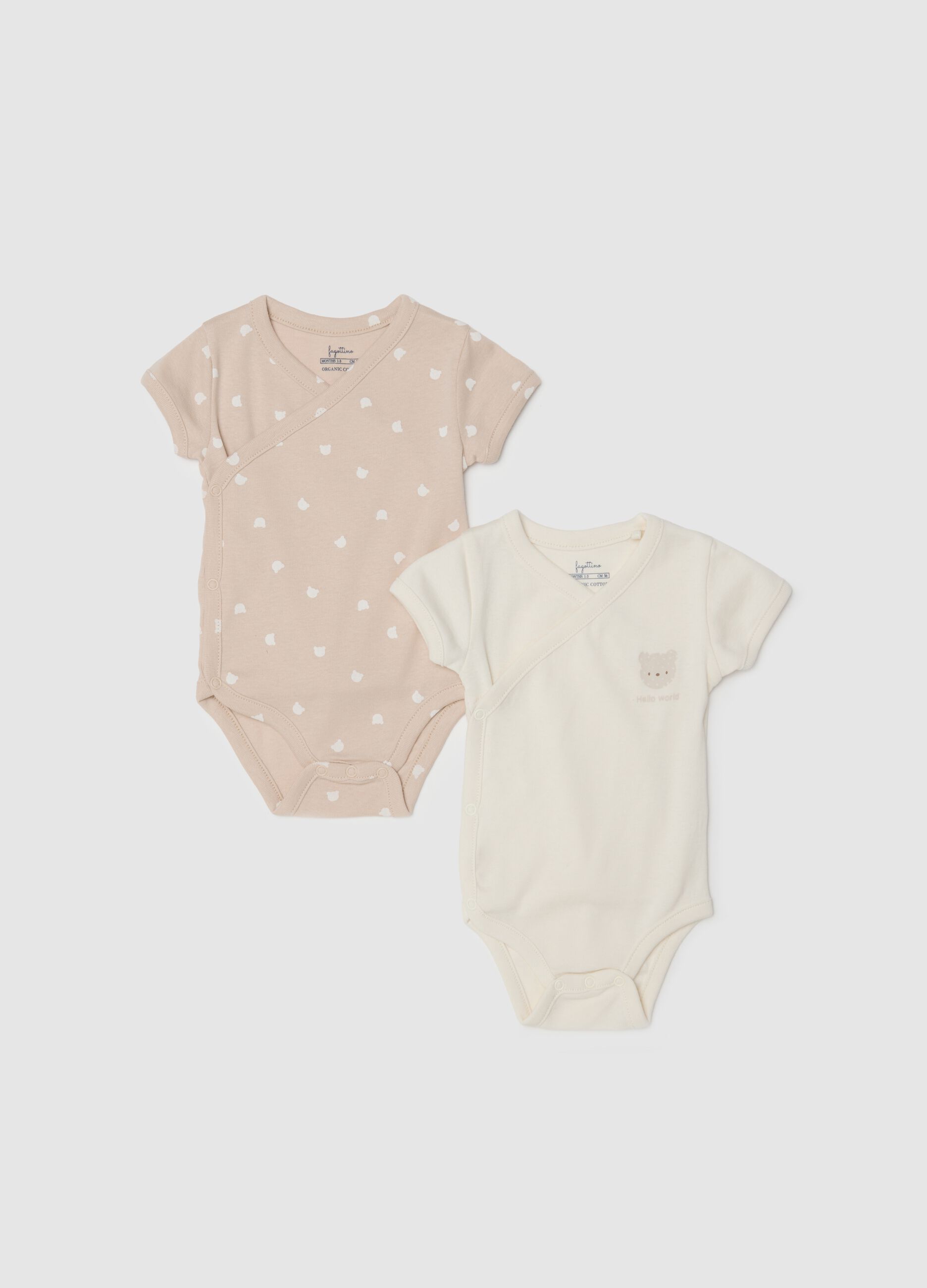 Multicolour pure cotton newborn bodysuit twin pack