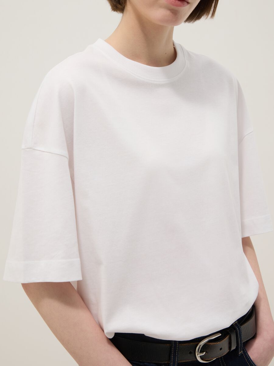 White Pure Cotton Short Sleeve Oversize Fit T-shirt_3