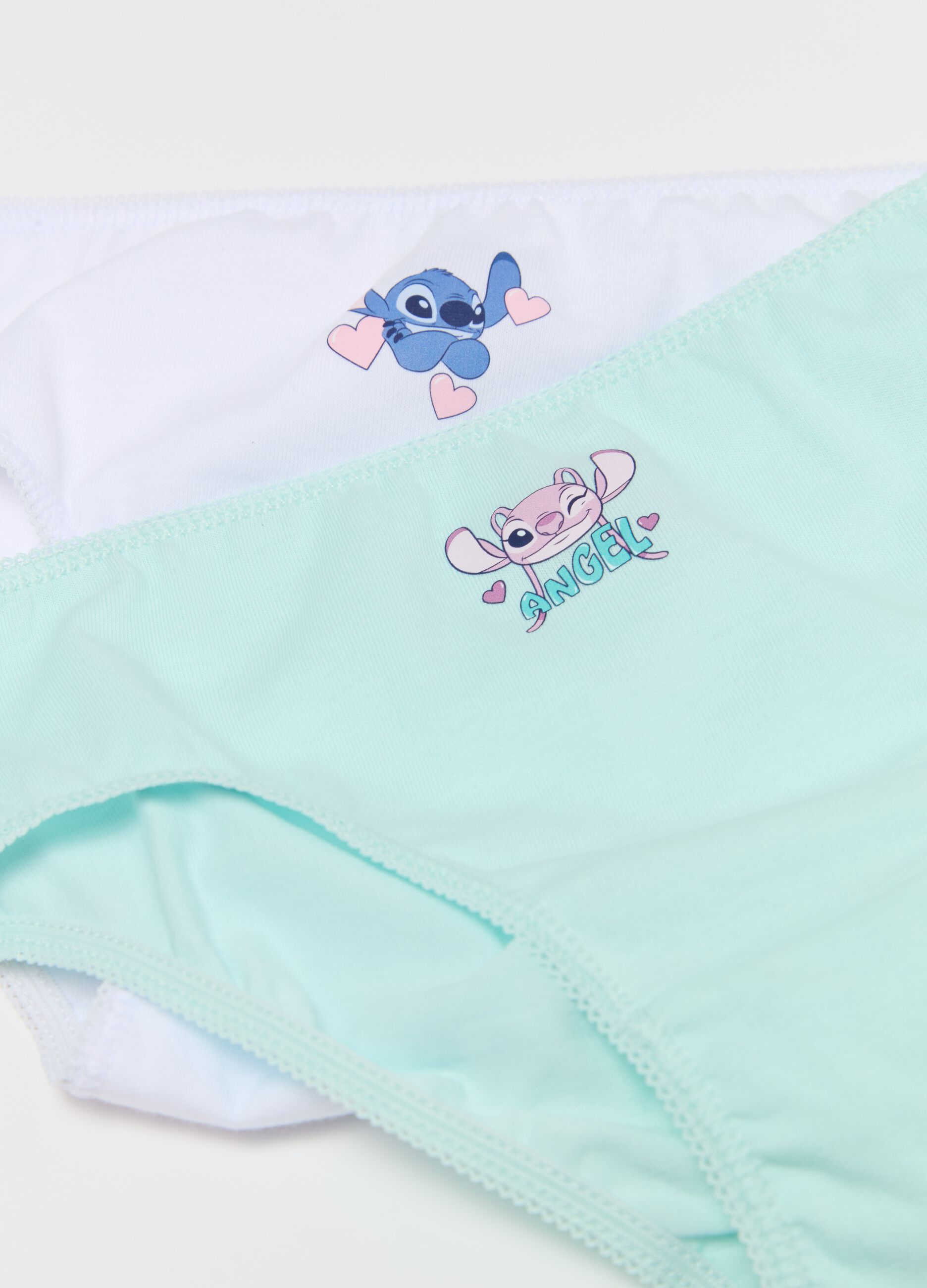 Set cinque slip in cotone stampa Angel & Stitch