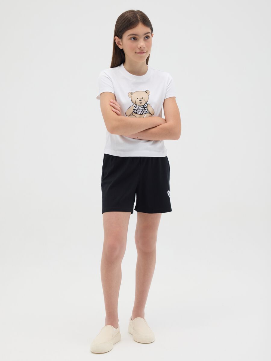 Short da ragazza in puro cotone nero regular fit_0