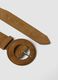 Brown genuine leather belt with round buckle_1