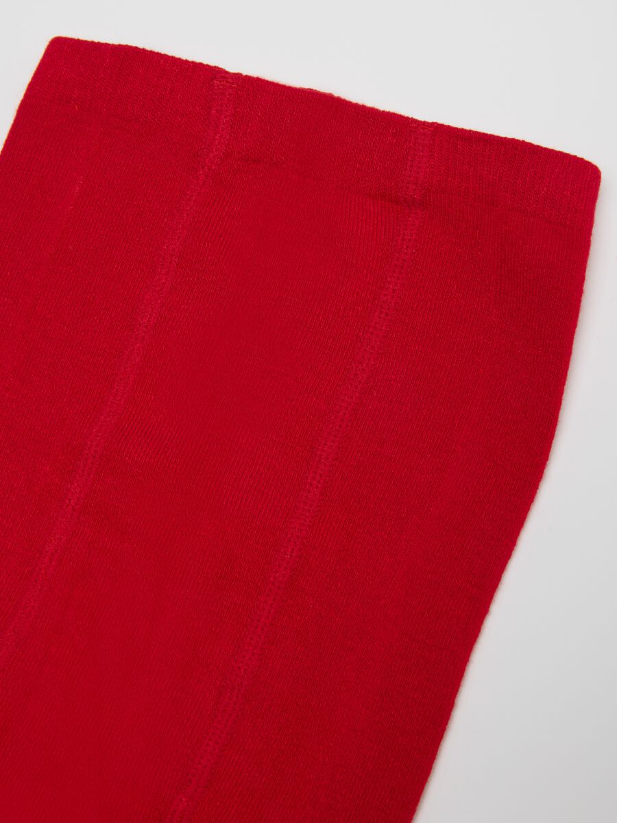 Girls' red tights in bamboo blend with bow_2