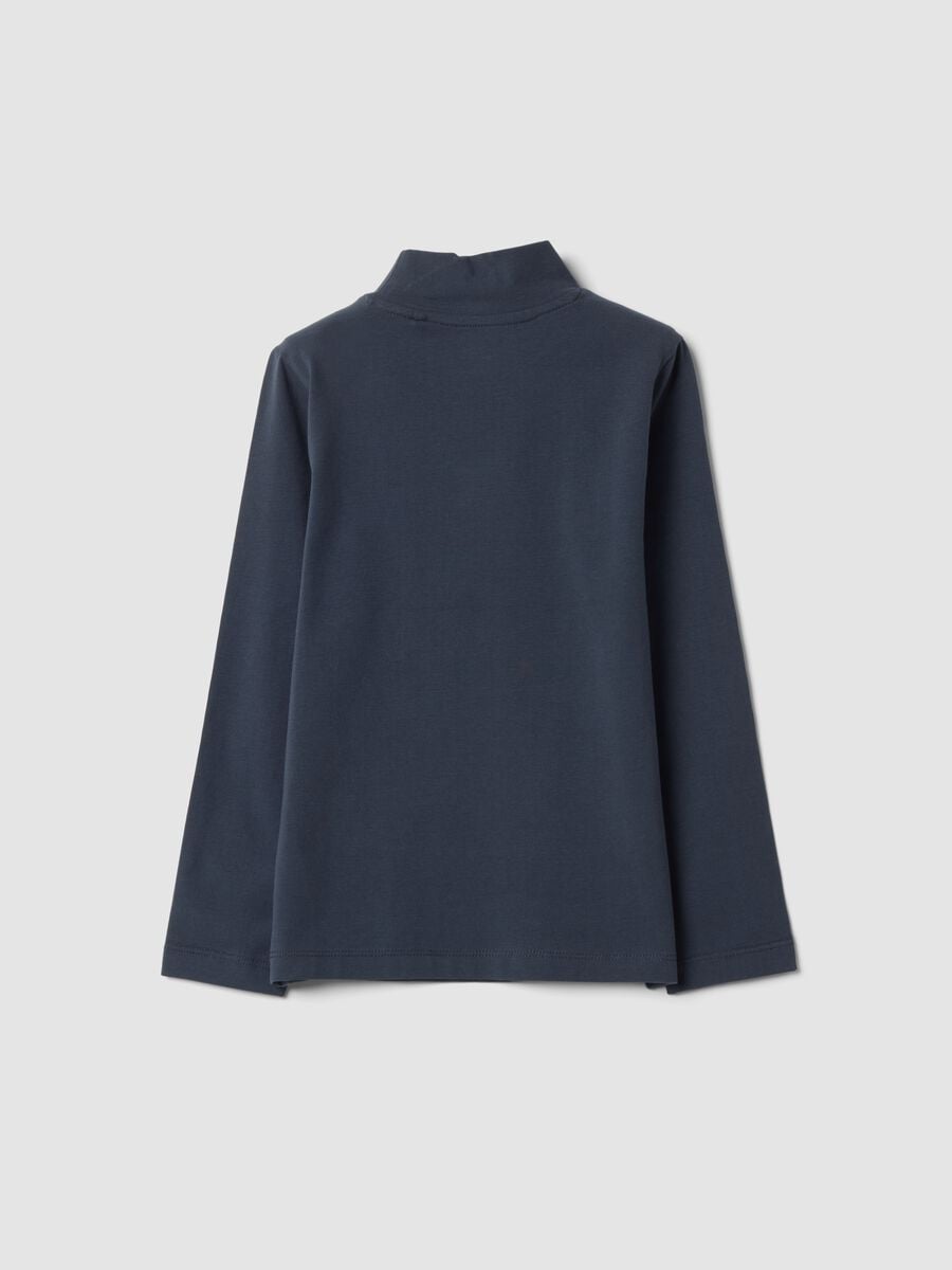 Blue organic stretch cotton crew-neck T-shirt_1