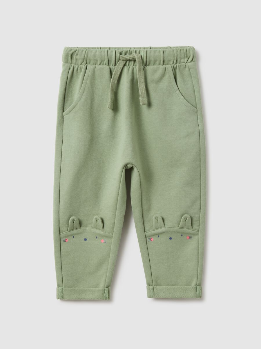 Girls' green slim fit stretch cotton trousers_0