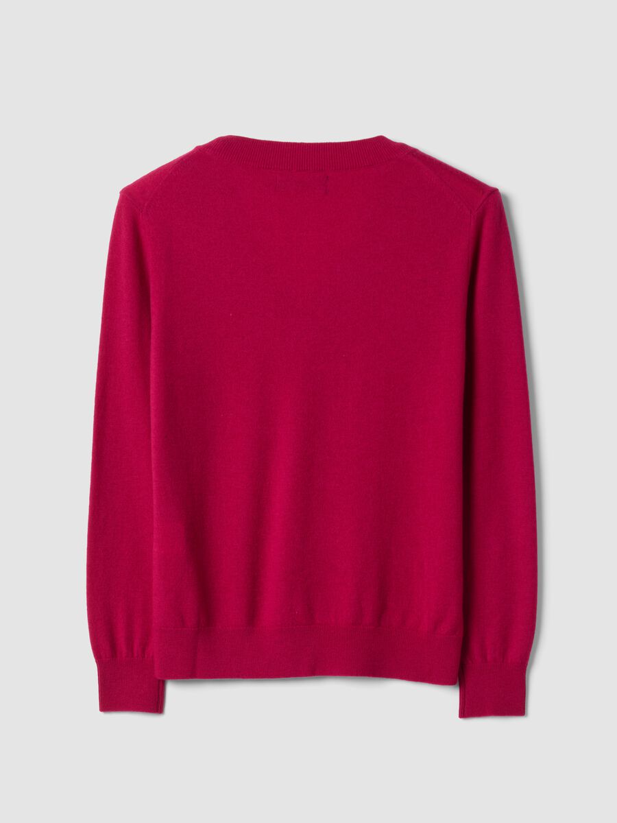 Red pure wool jumper with deep V-neck_6