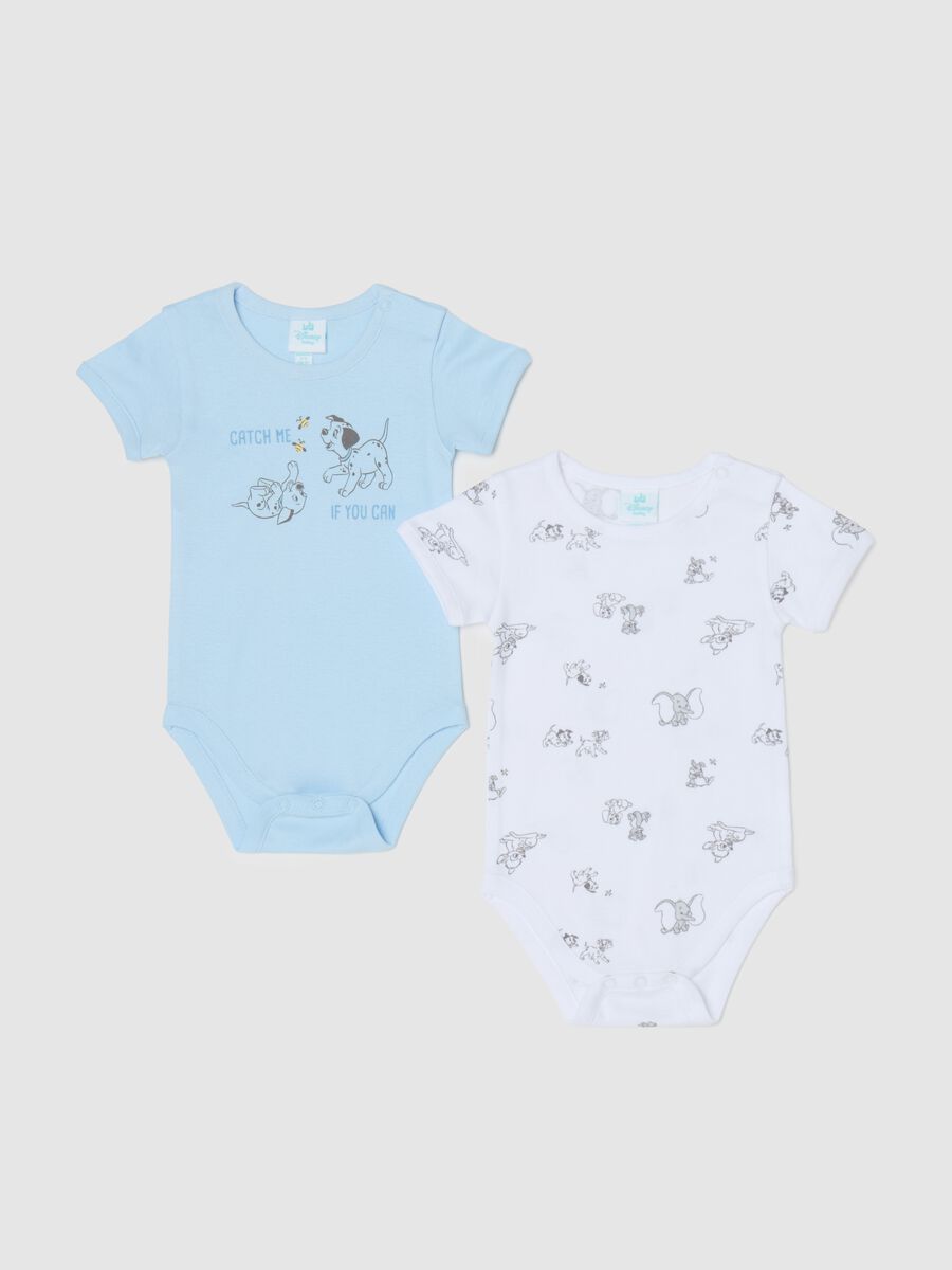 Two-pack short-sleeved bodysuits with Lucky and Rolly print_0