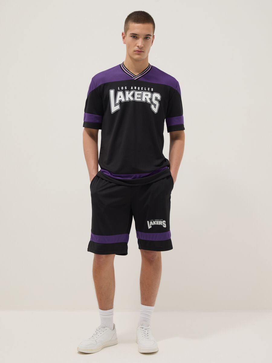 Multicolour Pure Cotton Shorts with Los Angeles Lakers Logo_0