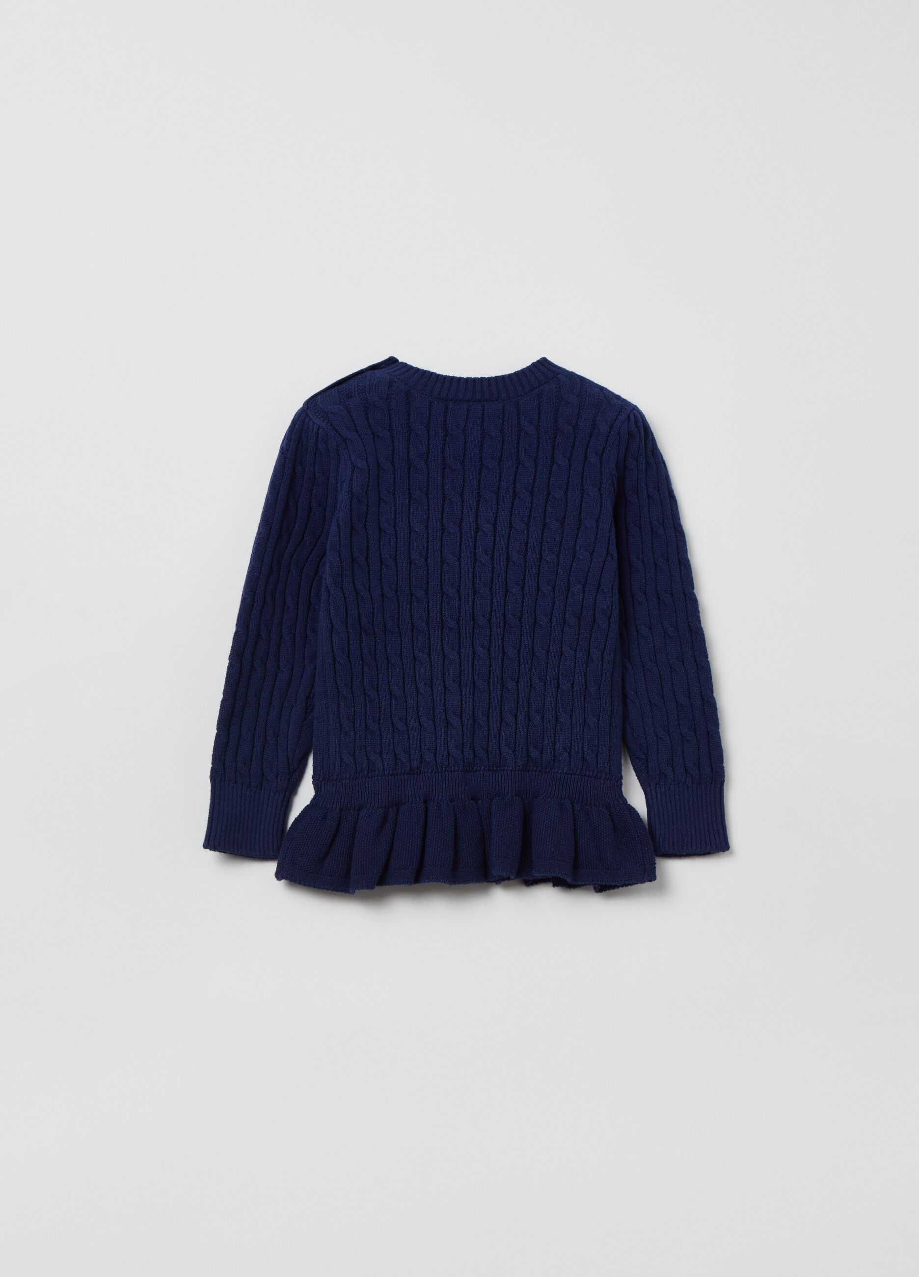 Cotton pullover with ruffles