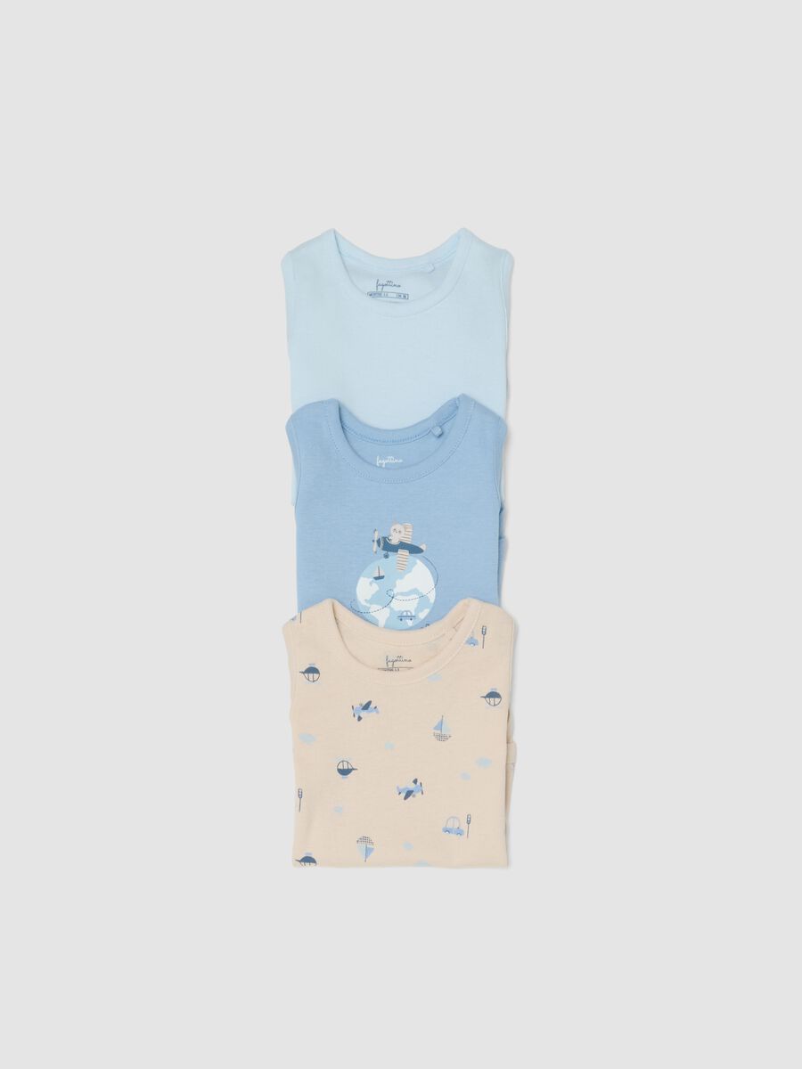 Tripack body senza maniche in puro cotone multicolor da neonato_2
