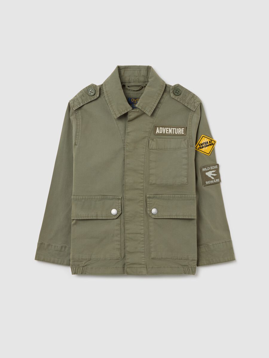 Cotton safari jacket with patch_0