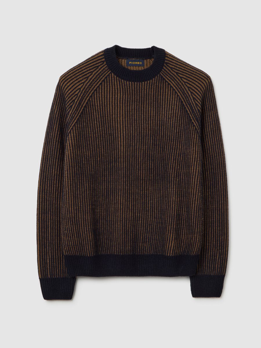 Multicolour striped regular fit knitted sweater_0