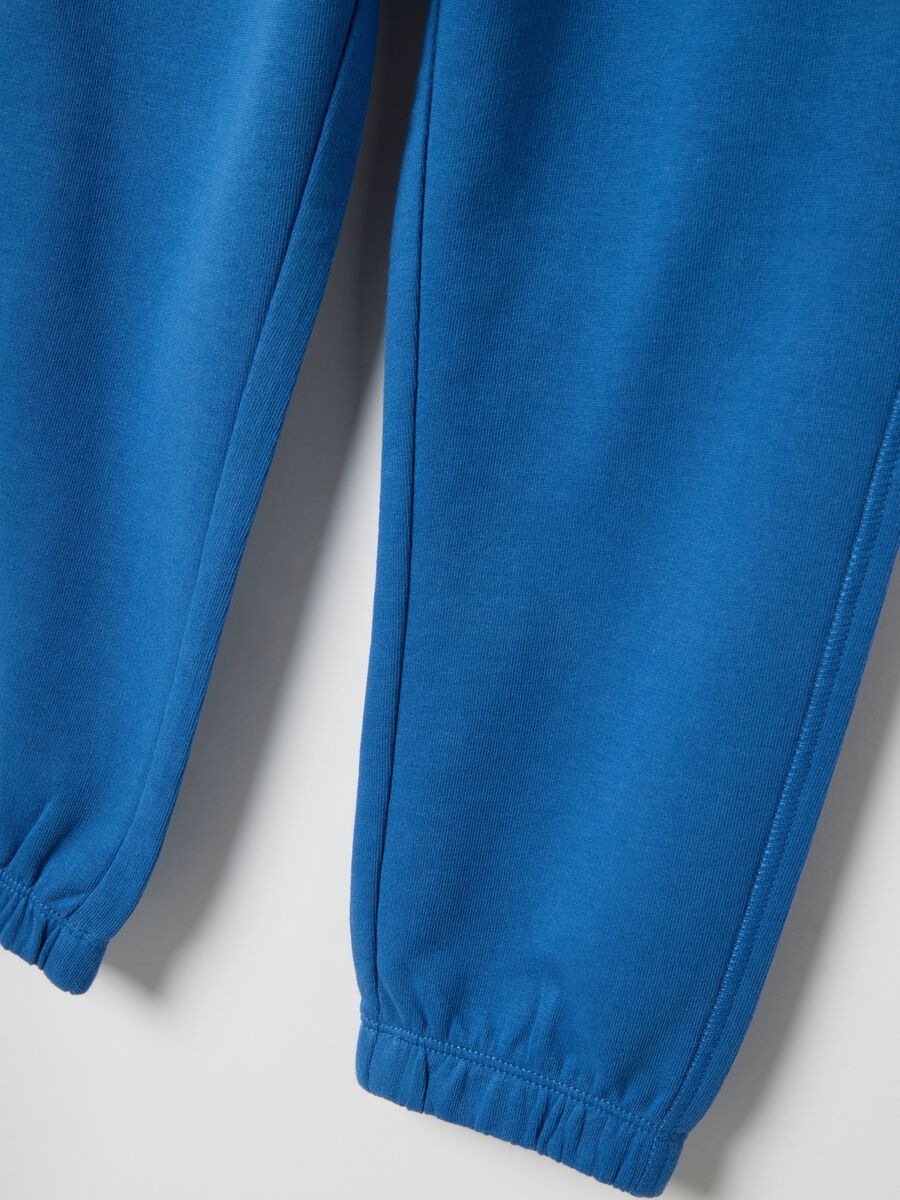 Children's blue jogger trousers in pure cotton regular fit with logo_3