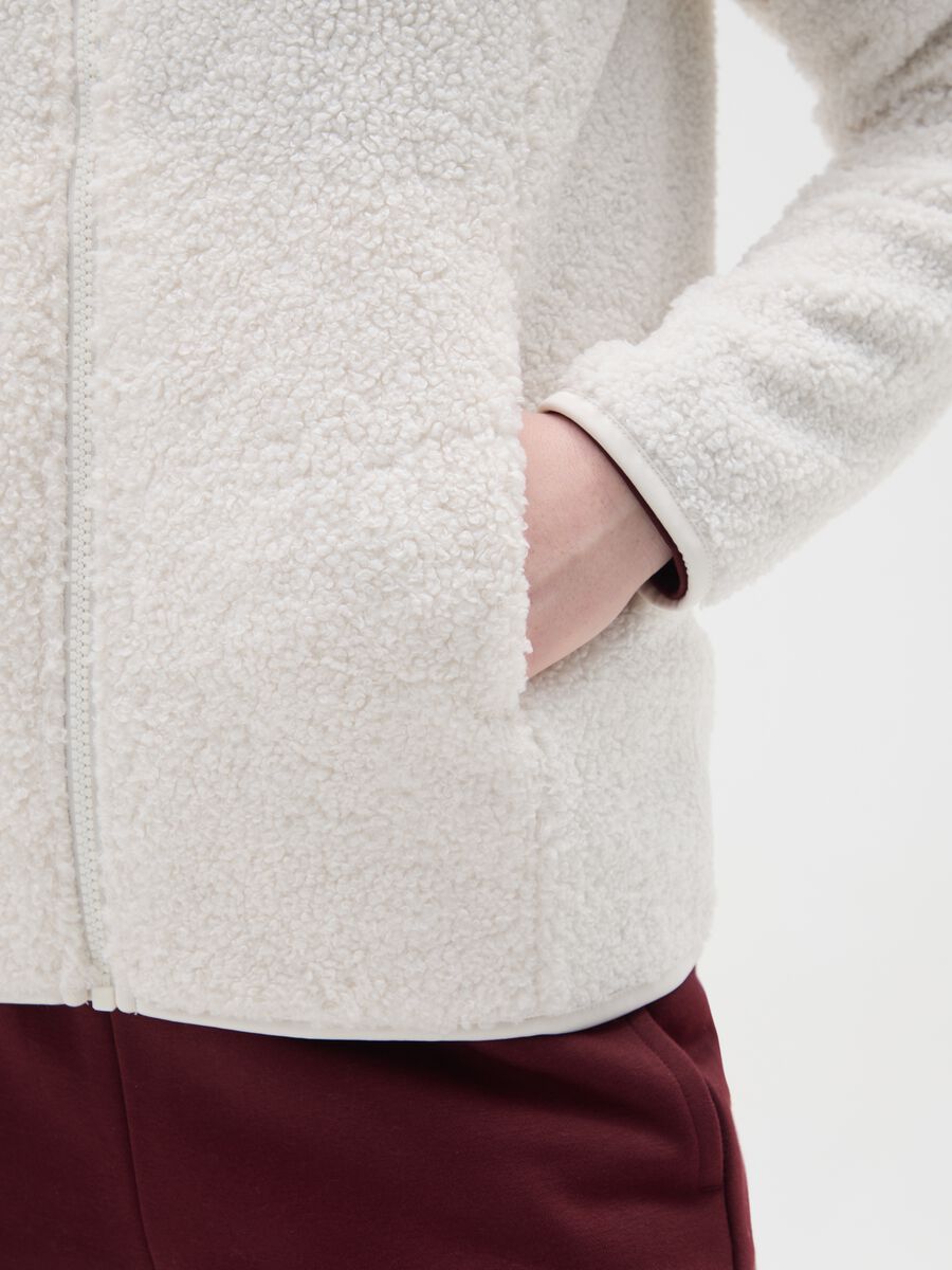 Felpa bianca regular fit con zip_3
