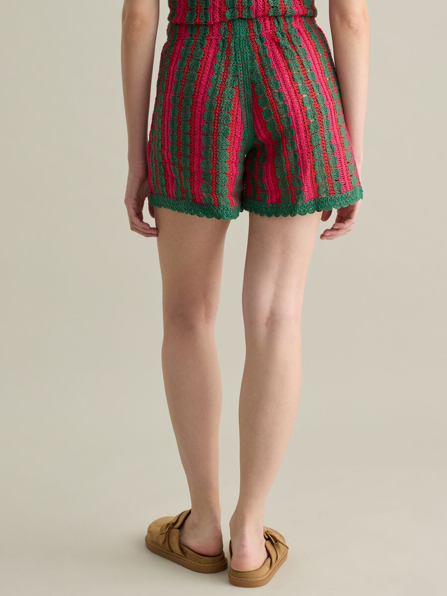 Striped Crochet Shorts Piombo_2
