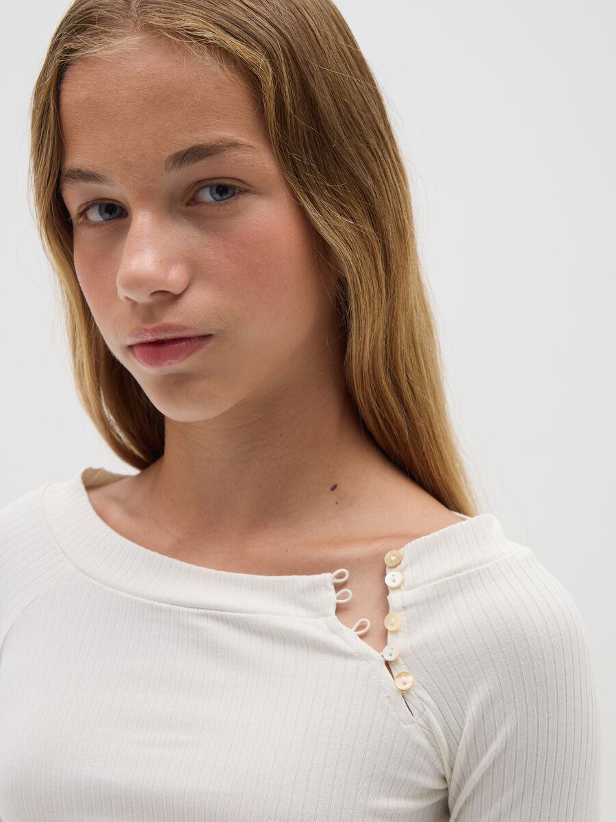 Girls' White Cotton Regular Fit Jumper_2