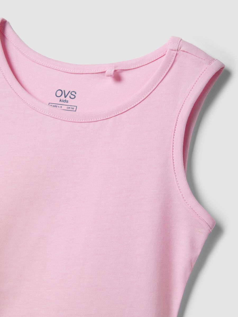 Vestito senza maniche in puro cotone rosa da bambina regular fit_3