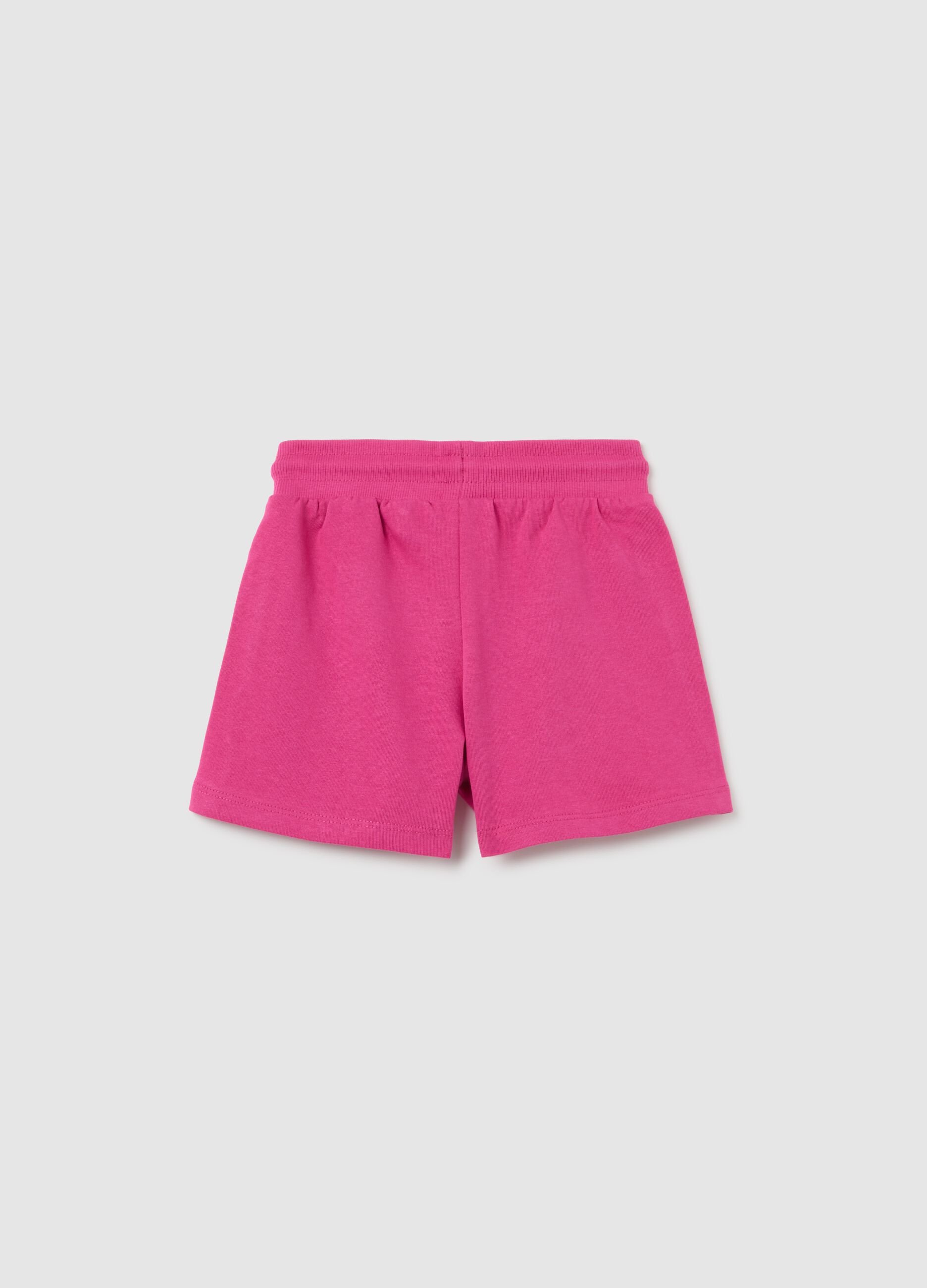 Girls' pink pure cotton shorts with regular fit