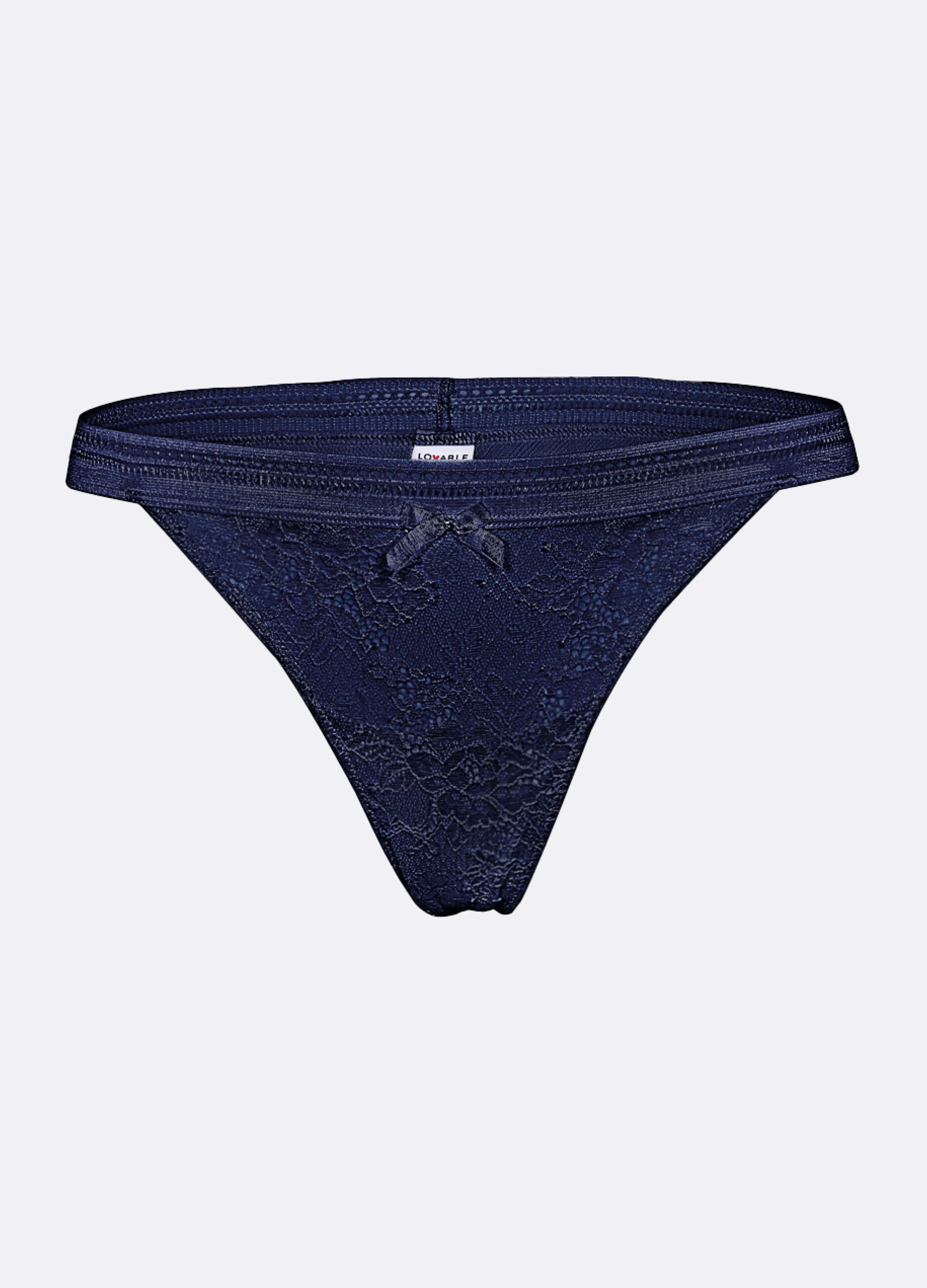 Slip in cotone e pizzo elasticizzato blu LOVABLE