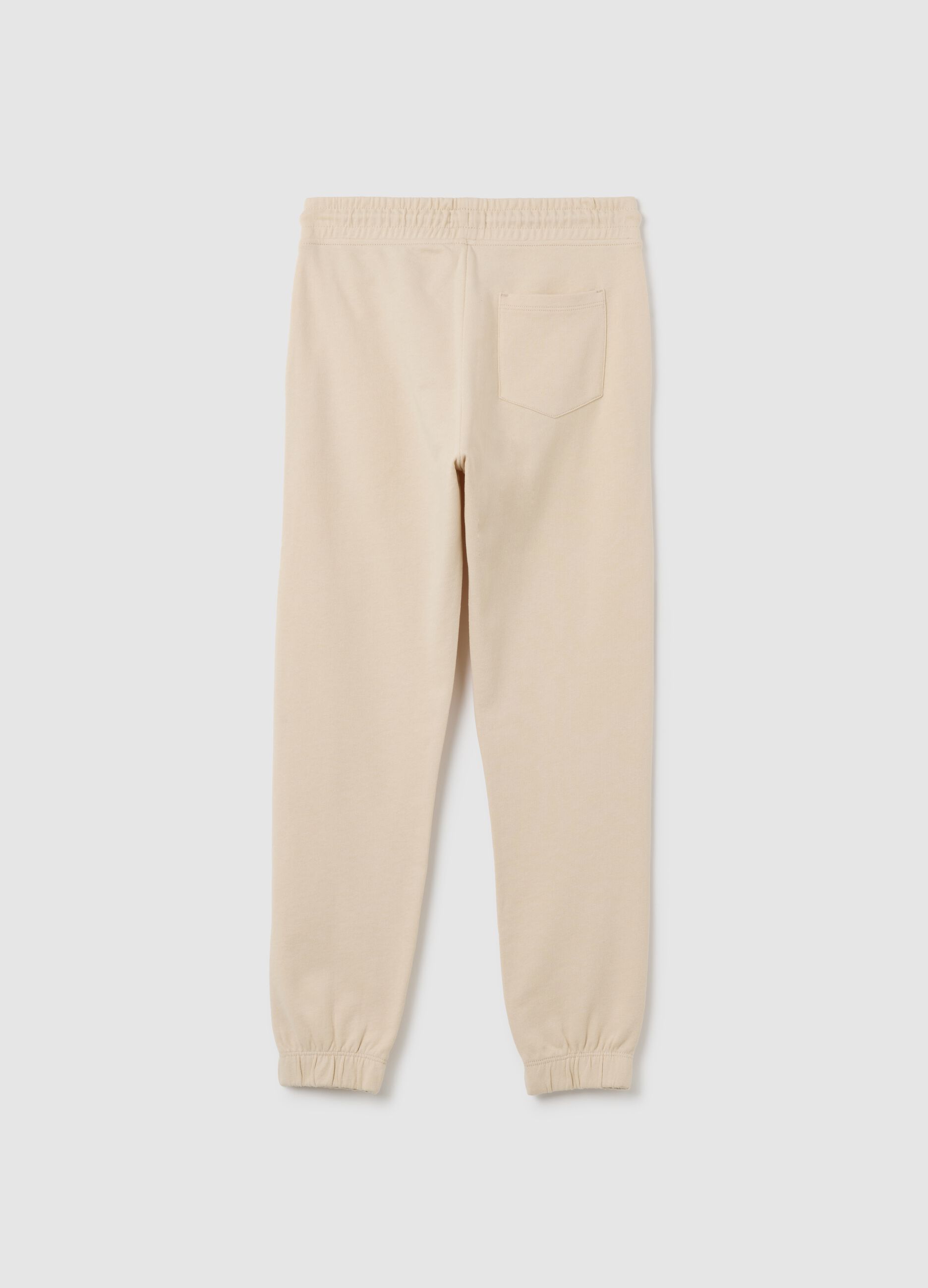 Boys' beige pure cotton jogger trousers regular fit